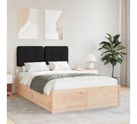 Teenpull Black upholstered Bed Frame with Removable Washable headboard Cover Solid Pine Wooden slats Platform Base for 120 x 200 cm Mattress Bedroom Use, Easy Assembly, no Box Spring Needed