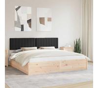 Teenpull Black Upholstered Bed Frame with Removable Washable Headboard, Solid Pine Wood Platform, King Size 200 x 200 cm, no Box Spring Needed for Bedroom Comfort