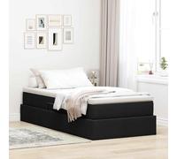 Teenpull Black upholstered Bed Frame with Storage, 90 x 200 cm Mattress, Metal Structure, Hydraulic Lift, slatted Base, Polyester Finish, Space Saving for Bedroom and Daily Rest