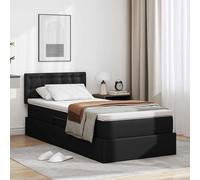 Teenpull Black upholstered Bed with Storage, 100 x 200 cm Mattress, Hydraulic Lift, slatted Base, headboard, Metal Frame for Bedroom Organization, Sleep Support, Space Saving