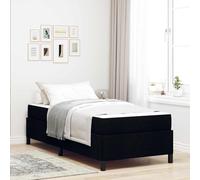 Teenpull Black upholstered Box Spring Bed Frame with Medium Firm Mattress, 90 x 190 cm, Single Size, Wooden Slat Support, Bedroom Use, Durable Fabric for Everyday Rest