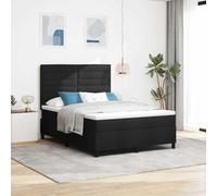 Teenpull Black upholstered Box Spring Bed with Mattress, 140 x 200 cm, slatted Base, Adjustable headboard, Solid Pine Frame, Medium Firm Pocket Spring Support for Bedroom Rest