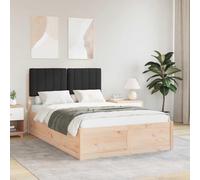 Teenpull Black Upholstered Headboard Bed Frame, Solid Pine Wood Platform Base for 120 x 200 cm Mattress, No Box Spring Needed, Easy Assembly, Durable Support for Bedroom Comfort and Modern Decor