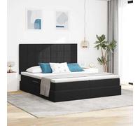 Teenpull Black upholstered Storage Bed 180 x 200 cm Velvet headboard Metal Frame Lift up Base for Bedroom, Built in Storage, Medium Support, Indoor Use, 2 Person, Easy Assembly