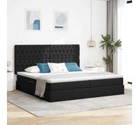 Teenpull Black upholstered Storage Bed Frame with LED Strips, 200 x 200 cm Medium Firm Mattress, Gas Lift Base, Adjustable headboard, USB Lighting, Hidden Under Bed Storage for Indoor Bedroom