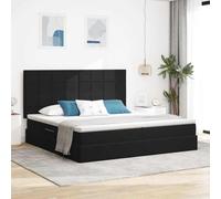 Teenpull Black upholstered Storage Bed Frame with Mattress, LED Light Strips USB Powered, Adjustable headboard, Gas Lift Base, Velvet Finish, 200 x 200 cm for Bedroom and Space Saving Storage
