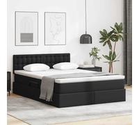 Teenpull Black upholstered Storage Bed with LED and Mattress, 140 x 200 cm, Lift up Frame with headboard, Metal Slat Base and Medium Firm Support for Bedroom Organization