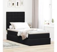 Teenpull Black upholstered Storage Bed with Mattress, Velvet headboard, Metal Frame, RGB LED, Hydraulic Lift, Under Bed Space, 90 x 190 cm, Indoor Bedroom Use, One Person, 140 kg Support