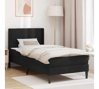 Teenpull Black Velvet Bed Frame with Headboard, 100 x 200 cm, Slatted Base, Pocket Spring Mattress, Bedroom Platform Bed, Easy Clean, Indoor Use, Supportive Sleep Surface for Adults
