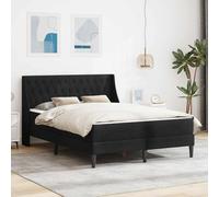 Teenpull Black Velvet Bed Frame with Mattress, 120x190cm, slatted Base, Plywood Frame, 192x124x96cm, for Bedroom, Indoor use, Support 2 People, 280 kg Capacity