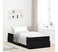 Teenpull Black Velvet Bed Frame with Mattress, 2 Piece Set, 90 x 200 cm, Plywood Base, Storage Drawers, Modern Bedroom Support, Home Use, Space Saving Comfort