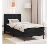 Teenpull Black Velvet Bed Frame with Mattress and Headboard, 90 x 200 cm Single Bed, slatted Base, Storage Under Bed, for Bedroom and Guest Room Comfort