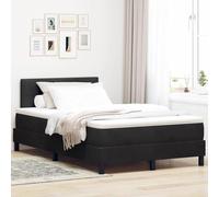 Teenpull Black Velvet Box Spring Bed with Mattress, 120 x 190 cm Small Double, Wood Frame, Adjustable Headboard, Slatted Support for Bedroom Comfort and Modern Interior Style