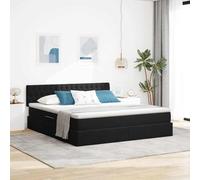 Teenpull Black Velvet Storage Bed 180 x 200 cm with Bed Base, headboard, Lift-up Storage, Metal Frame, Mattress, slatted Support, Space Saving Design for Bedroom Use, 280 kg Capacity