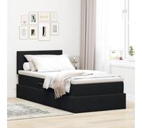 Teenpull Black Velvet Storage Bed 90 x 190 cm with slatted Base, upholstered Frame, Lift-up Platform, headboard, Mattress Included, Space Saving Bedroom Storage for Adult and Guest Room