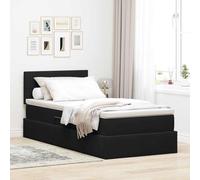 Teenpull Black Velvet Storage Bed 90 x 200 cm with Lift up Platform, Bed Frame, slatted Base, headboard, and Mattress Set for Bedroom, Space Saving Comfort for One Sleeper