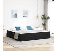 Teenpull Black Velvet Storage Bed with Mattress, King Size 200 x 200 cm, Metal Frame, Hydraulic Lift, slatted Base, for Bedroom, Space Saving, Modern upholstered Design