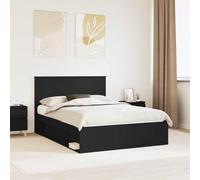 Teenpull Black Wooden Bed Frame 160 x 200 cm Solid Pine with Slatted Base and Headboard, Modern Bedroom Platform for King Mattress, 200 kg Support, Easy Clean Home Use