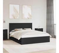 Teenpull Black Wooden Bed Frame 160 x 200 cm with Headboard, Storage Drawers, Slat Support, Indoor Bedroom Platform, Space-Saving Structure for Adult and Guest Rest