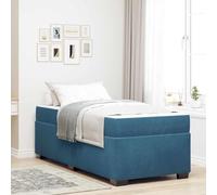 Teenpull Blue Bed Frame with Mattress, upholstered Fabric, 100 x 200 cm Single Size, slatted Base, headboard, Bedroom Support, Home Use, Assembly Included, for restful Sleep and Daily Comfort