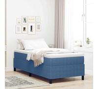 Teenpull Blue Box Spring Bed 100 x 200 cm Velvet Fabric, somier Base with Memory Foam Mattress, Wooden Frame, Indoor Bedroom Support, Modern Platform Sleep Solution