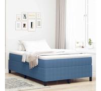 Teenpull Blue Box Spring Bed Frame 120 x 200 cm Corduroy upholstered Pine Wood Base for Mattress, Durable Interior Bedroom Platform for Two, Modern Sleep Support and Easy Assembly