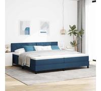 Teenpull Blue Box Spring Bed with Cushion 200 x 200 cm Fabric, Bed Frame, Mattress, headboard, led Strips, Wooden Structure, Adjustable backrest for Bedroom Comfort and Indoor Use
