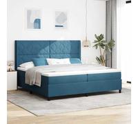 Teenpull Blue Box Spring Bed with headboard, 200 x 200 cm Velvet upholstered somier Base for Bedroom, Durable Structure, Adjustable cabecero, Medium Firm Mattress, Indoor Use