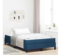 Teenpull Blue Box Spring Bed with Mattress, Fabric Upholstered Frame, 120 x 190 cm, Wooden Slat Support, Double Bed for Bedroom, Modern Indoor Sleep Comfort and Everyday Rest