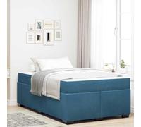 Teenpull Blue Dark Bed Frame with Mattress, upholstered Fabric, 120 x 190 cm, slatted Base, Bedroom, Support for 2, Durable Home Use, Assembly Included, Suitable for Guest Room and Everyday Rest