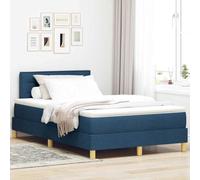 Teenpull Blue LED Box Spring Bed Frame with slatted Platform, upholstered headboard, 120 x 200 cm Mattress Support, USB Lighting, Wooden Structure for Modern Bedroom Use