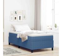 Teenpull Blue Platform Bed Frame 100 x 200 cm Corduroy upholstered, Pine Wood and Engineered Wood Structure, slatted Base, Durable Bedroom Support for One Sleeper, Easy Assembly, 140 kg Capacity