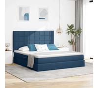 Teenpull Blue Storage Bed with Mattress, 180 x 200 cm upholstered Platform Bed, Hydraulic Lift Base, headboard, Metal Frame, Medium Firm Mattress, Space Saving Bedroom Solution