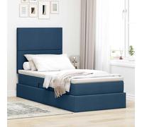 Teenpull Blue Storage Bed with Mattress, upholstered Metal Frame, Side Lift Hydraulic Base, 90 x 190 cm, headboard, Bedroom Storage, Space Saving, Indoor Use
