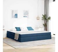 Teenpull Blue Storage Bed with Mattress, upholstered Polyester, 200 x 200 cm Emperor Size, Metal Frame, Hydraulic Lift, slatted Base, Bedroom Storage for Adults and Guests, 280 kg Load Support