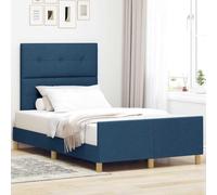 Teenpull Blue upholstered Bed Frame with headboard 120 x 190 cm, Platform Base, Wooden Structure, Polyester Upholstery, Durable Bedroom Support for Indoor Use, Easy Assembly, Modern Sleep Comfort