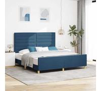 Teenpull Blue upholstered Bed Frame with headboard, 180 x 200 cm Platform Base, Fabric Finish, Modern Minimalist Bedroom Support for Mattress, Easy Assembly, Home Sleep Comfort