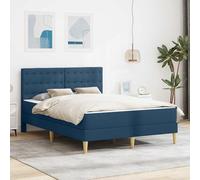 Teenpull Blue upholstered Bed Frame with Mattress, 120 x 190 cm, Plywood Structure, slatted Base, Padded headboard, Under-Bed Storage, Indoor Use, Easy Assembly, Bedroom Support