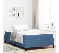 Teenpull Blue upholstered Bed Frame with Mattress, 120 x 200 cm, Wooden Structure, slatted Base, Medium Firm Pocket Sprung Mattress, Modern Bedroom Support, 280 kg Load Capacity, Two Person Use