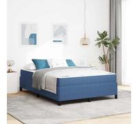 Teenpull Blue upholstered Bed Frame with Mattress 140 x 190 cm, Wooden Slat Base, Medium Firmness Pocket Spring Mattress, Modern Bedroom Support for 2 People, 280 kg Load Capacity