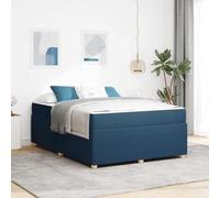 Teenpull Blue upholstered Bed Frame with Mattress, 160 x 200 cm King Size, Wooden Slat Base, Breathable Fabric, Modern Bedroom Support for Two, 280 kg Capacity, Easy Assembly