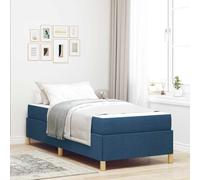 Teenpull Blue upholstered Bed Frame with Mattress 90 x 200 cm, slatted Base, Storage-Friendly Platform for Bedroom, Adult Guest Room, Compact Space, restful Sleep