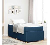 Teenpull Blue upholstered Bed Frame with Mattress 90 x 200 cm, Wooden Base, slatted Support, Modern Bedroom Platform, Single Size, Space Saving Comfort for Adult and Guest Rooms