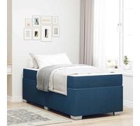 Teenpull Blue upholstered Bed Frame with Medium Firm Pocket Spring Mattress, 90 x 190 cm Single Size, Wooden Slat Base, Fabric Finish, Modern Bedroom Support for Home Sleep and Everyday Comfort