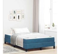 Teenpull Blue Upholstered Box Spring Bed with Mattress, 120 x 200 cm Small Double, Wooden Frame, Pocket Springs, Slatted Support, Medium Firm, for Bedroom Comfort and Stable Nightly Rest
