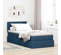Teenpull Blue upholstered Storage Bed Frame with Mattress 90 x 190 cm, Gas Lift Storage Base, LED Strip Light, Adjustable headboard, Memory-Free Comfort for Bedroom Use, Indoor Setup, Space Saving