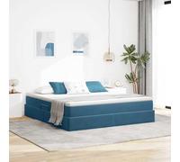 Teenpull Blue Velvet Storage Bed with Mattress, Metal Frame, Hydraulic Lift, King Size 180 x 200 cm, Hidden Compartment, Modern Bedroom Support for Organized Sleep