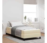 Teenpull Box Spring Bed with Mattress, Cream Fabric, 90 x 190 cm, Wooden Frame, slatted Support, upholstered Base, for Bedroom, Modern Interior, Durable Comfort for One Sleeper, Easy Assembly