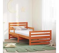 Teenpull Brown Extendable Bed Frame with Headboard, Solid Pine Structure, Adjustable Mattress 80 x 200 cm, Medium Firm Foam, Removable Washable Cover, for Kids Growing Room and Indoor Use