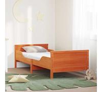 Teenpull Brown extendable Bed Frame with headboard, Solid Pine Wood, Foam Mattress, 80 x 200 cm, 3 Length Settings, Indoor Bedroom Use, Compact Support for Growing Children and Guest Rooms